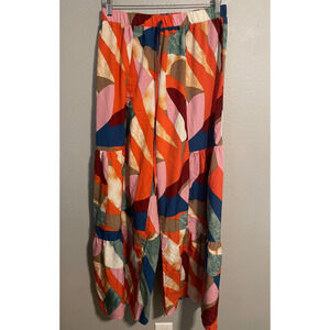 Luukse Womens Palazzo Bell Bottom Pants XL Colorful Relaxed Funky Wacky Boho